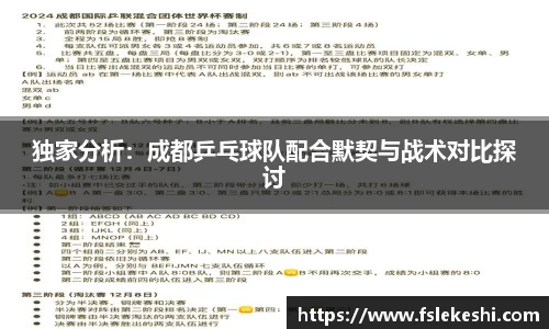 独家分析：成都乒乓球队配合默契与战术对比探讨